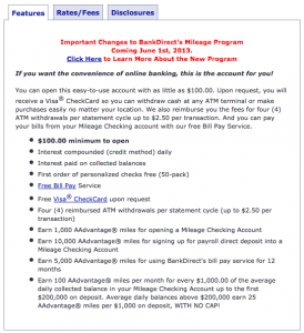 BankDirect Mileage Checking: 100 AAdvantage Miles Per Month For Every $1,000 On Deposit